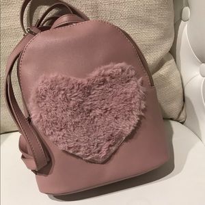 Fur Heart Mini Backpack purse pink !!!